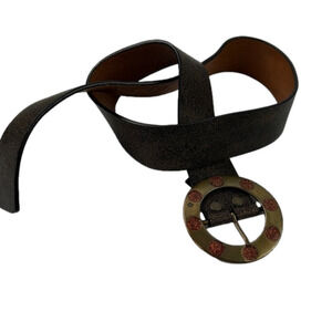 Brave Beltworks Brown Leather Crackled Belt with Gold Buckle